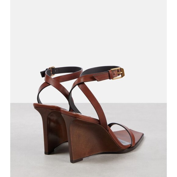 Saint Laurent Wedge Sandals in Bruciato 40 New with Box Womens High Heels - Picture 3 of 16